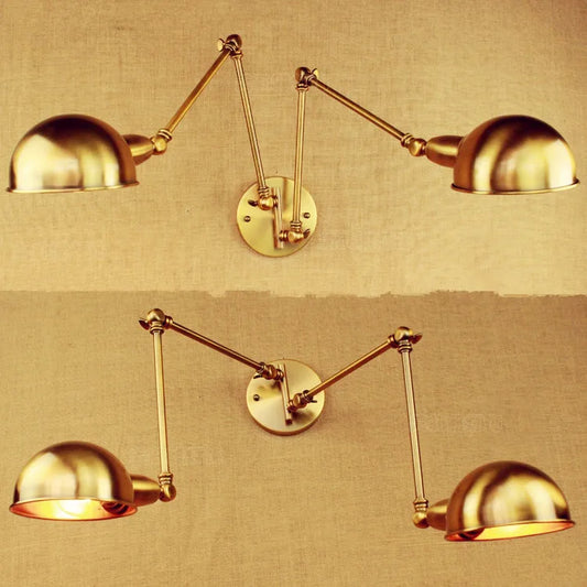 DecorBites™ Industrial Vintage Double Swing Wall Sconce, Retro Wall Lamp, Brass Copper Loft Arm Light