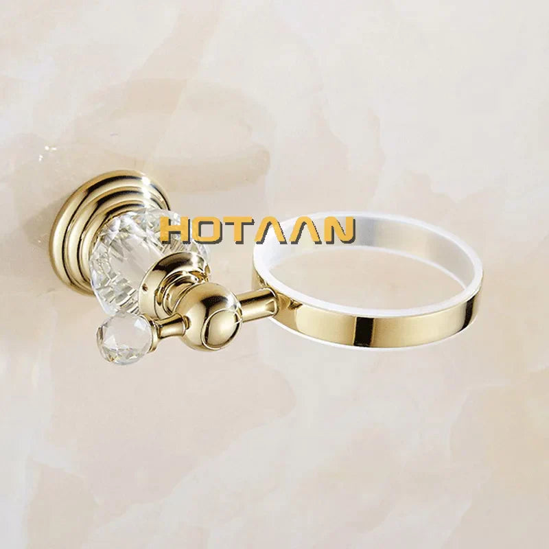 DecorBites™ Gold Ceramic Wall Mount Toilet Brush Holder Standard Size