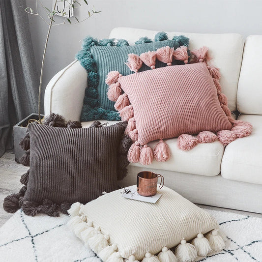 DecorBites™ Knit Cushion Cover in Solid Colors - Soft 45*45cm Pillow Case for Sofa, Bed, Nursery