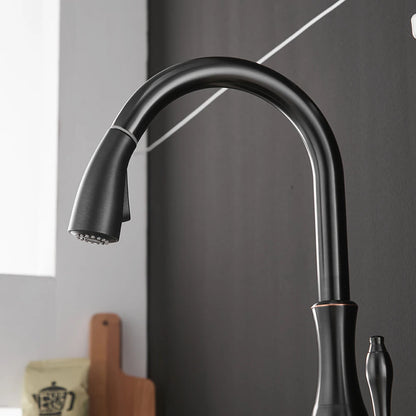 Black & Gold Pull Out Kitchen Faucet – Brass Kitchen Mixer Tap