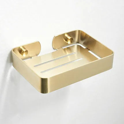 DecorBites™ Bath Set: Towel Rack, Corner Shelf, Paper Holder, Mixer Faucet - Brushed Matt Gold