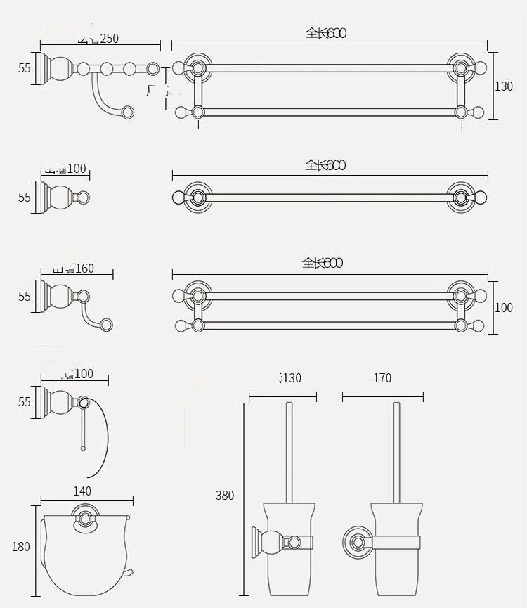 DecorBites™ Bathroom Accessories Set: Gold Finish Paper Holder, Towel Bar, Soap Holder, Towel Rack & More