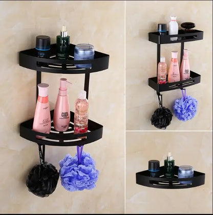DecorBites™ Gold Stainless Steel Bathroom Corner Shelf – Rose Gold Shower Caddy