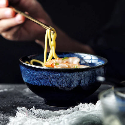 DecorBites™ Kiln Glazed Ceramic Noodle Bowl - Large Soup Bowl for Ramen, Rice, and Salad