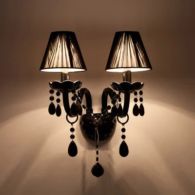 DecorBites™ Crystal Wall Lamp with Candle LED E14 Bulbs in Black