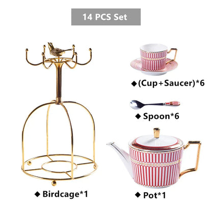 DecorBites™ Gold Porcelain Coffee & Tea Set - Luxury Bone China Porcelain Coffeeware