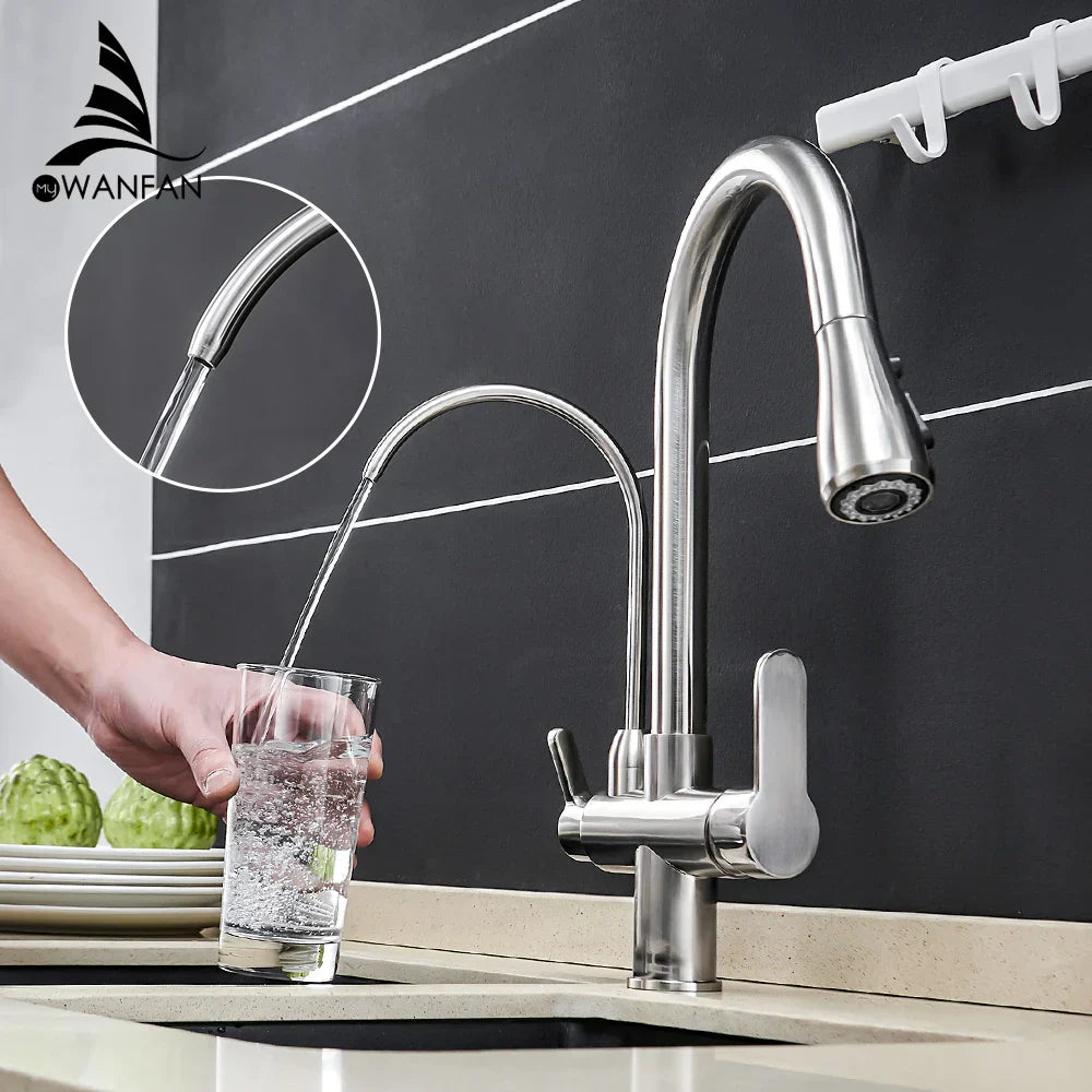 DecorBites™ Crane Kitchen Faucet Three Ways Sink Mixer WF-0195