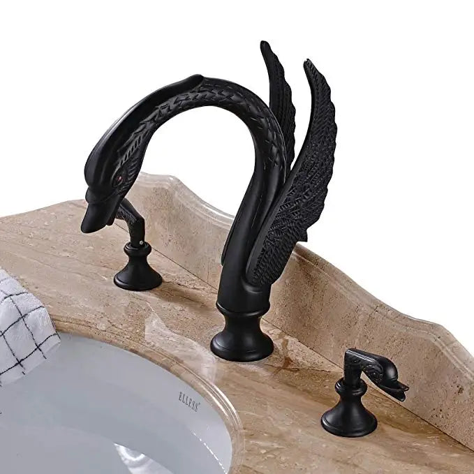 Gold Swan Basin Faucet Dual-Handle Design