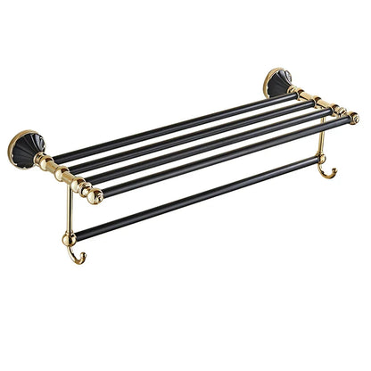 DecorBites™ Gold Black Bathroom Accessories Set, Towel Bar, Toilet Brush Holder, Paper Holder