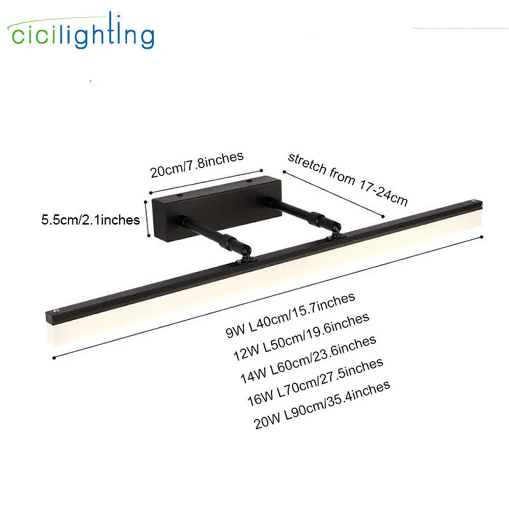 DecorBites™ LED Vanity Lights for Bathroom Mirror Lighting Cabinet - Black Silver Chrome