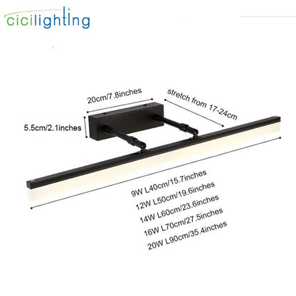 DecorBites™ LED Vanity Lights for Bathroom Mirror Lighting Cabinet - Black Silver Chrome