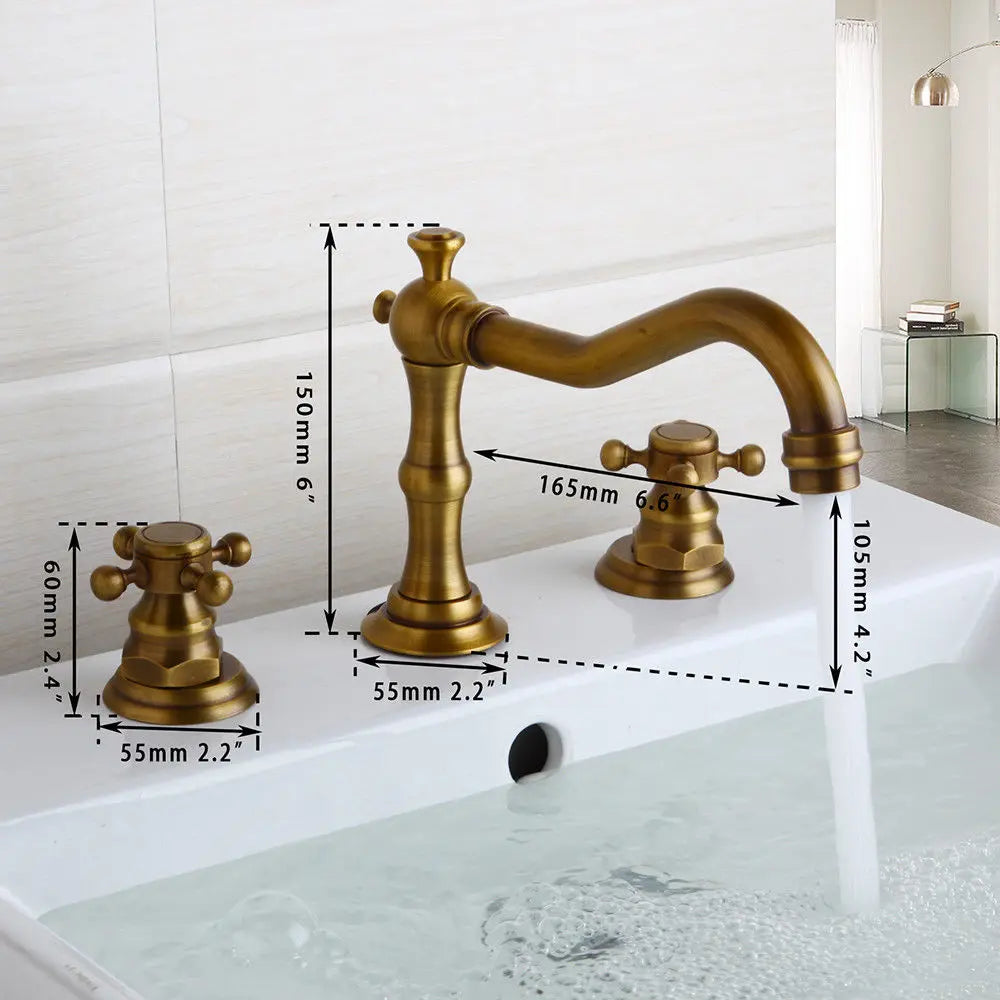 DecorBites™ Dual Handle Basin Faucet in Chrome Solid Brass with Antique Black Finish