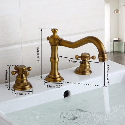 DecorBites™ Dual Handle Basin Faucet in Chrome Solid Brass with Antique Black Finish