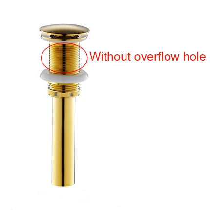 Gold Brass Pop-Up Sink Drain With Overflow Hole