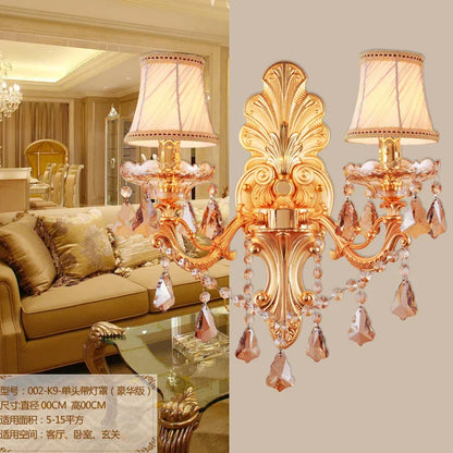 DecorBites™ Gold Crystal Wall Light Indoor Lamp - Elegant Alloy Crystal Candle Design