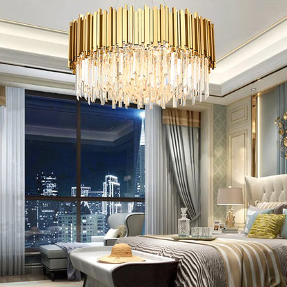 DecorBites™ Gold LED Crystal Ceiling Chandelier for Elegant Home Decor