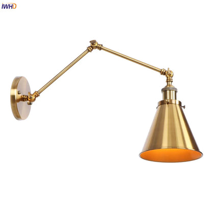 DecorBites™ Gold LED Swing Arm Wall Lamp Industrial Decor Vintage Beside Stair Loft
