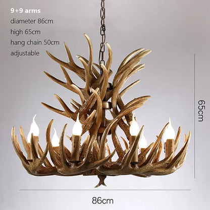 DecorBites™ Deer Antler Chandelier: American Retro Resin Horn Lamps for Rustic Home Decor