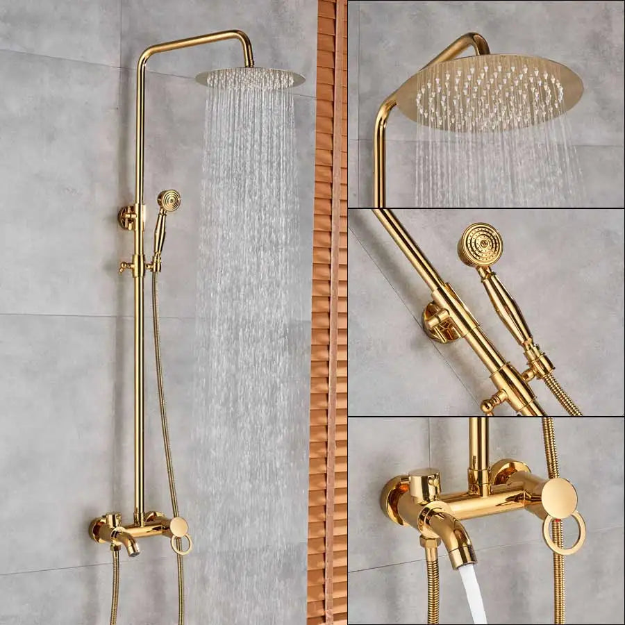 DecorBites™ Dual Handle Brass Bathtub Shower Faucet Set with 8" Rainfall Shower Head