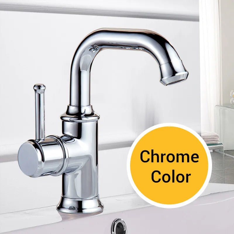 DecorBites™ Black Brass Bathroom Faucet Hot Cold Water Mixer Tap WF-18061