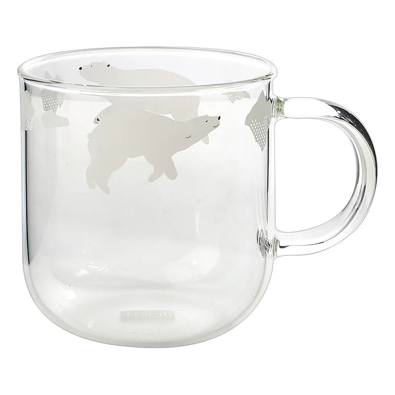 DecorBites™ Killer Whale Glass Coffee Mug 350ml: Cute Polar Bear Tea Cup Heat Resistant Glass Beer Mug