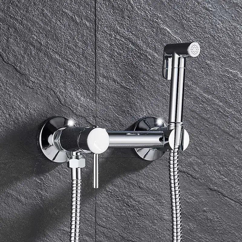 DecorBites™ Bidet Shower Faucet Set: Matte Black Brass Hygienic Spray Tap with Hot/Cold Mixer