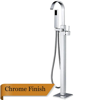 DecorBites™ Freestanding Tub Faucet with Handshower: Brushed Nickel Floor Mounted Mixer Tap