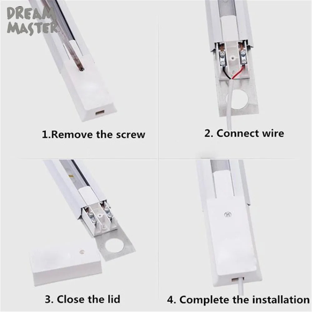 DecorBites™ Ceiling Track Rail Connector Set: Black/White, Straight/Cross, 0.5m/1m, 2-Wire