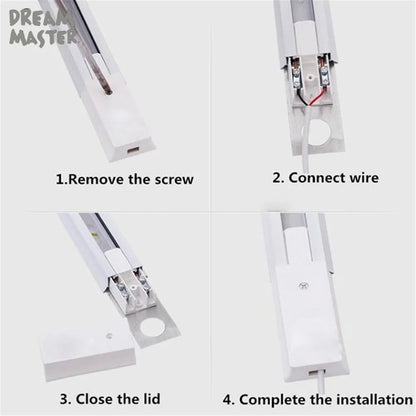 DecorBites™ Ceiling Track Rail Connector Set: Black/White, Straight/Cross, 0.5m/1m, 2-Wire