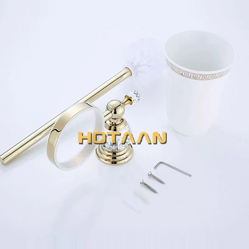 DecorBites™ Gold Ceramic Wall Mount Toilet Brush Holder Standard Size