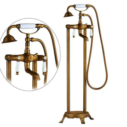 DecorBites™ Gold Tub Sink Faucet with Handshower - Freestanding Bath Mixer Tap