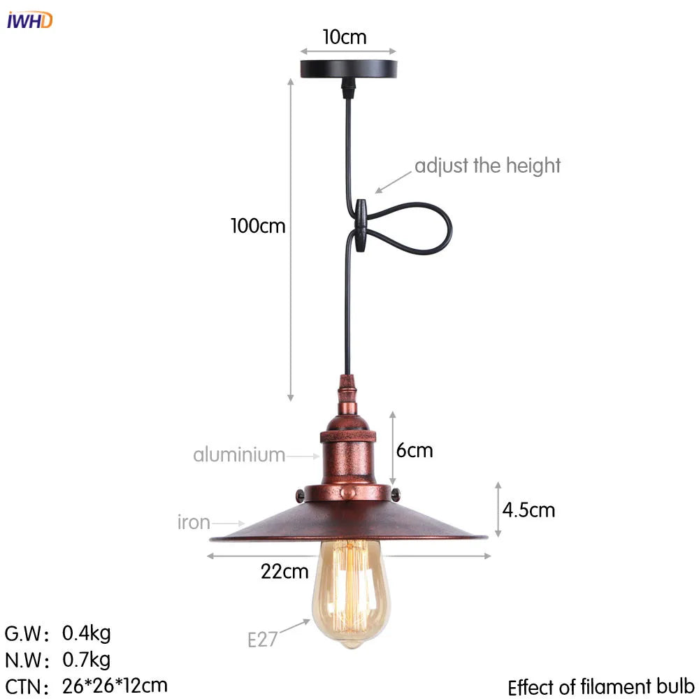 DecorBites™ Gold Retro Edison LED Pendant Lights for Dinning Living Room Industrial Decor