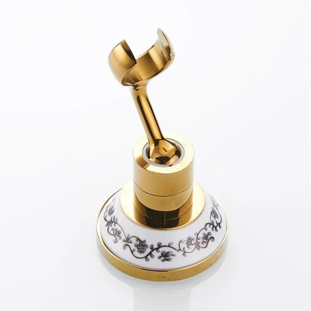 DecorBites™ Gold Brass Swivel Handheld Shower Holder Mounting Bracket for Bathroom Accessories