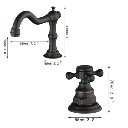 DecorBites™ Dual Handle Basin Faucet in Chrome Solid Brass with Antique Black Finish