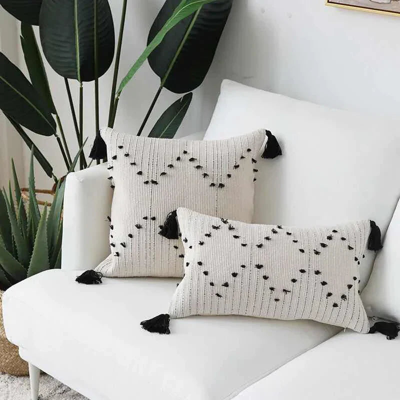 DecorBites™ Geometric Tassels Cushion Cover for Home Sofa Bed Decoration