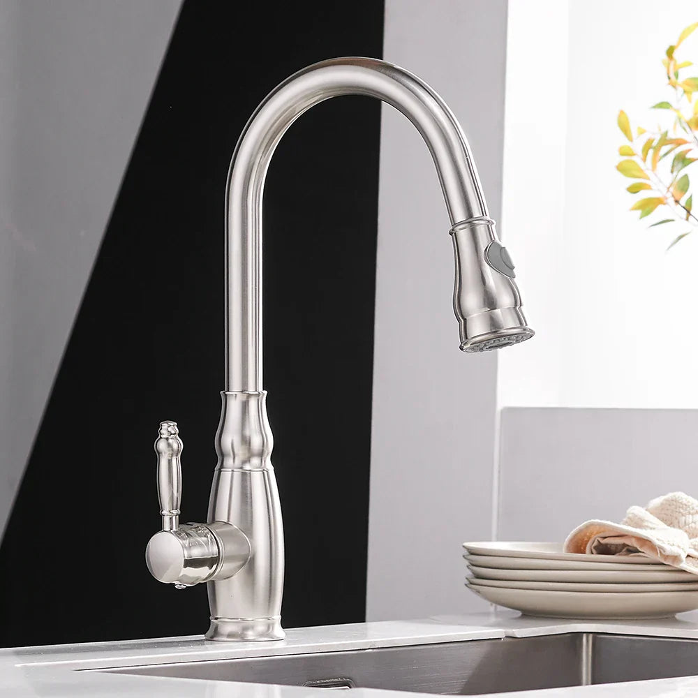 Gold Brass Kitchen Faucet Durable Construction
