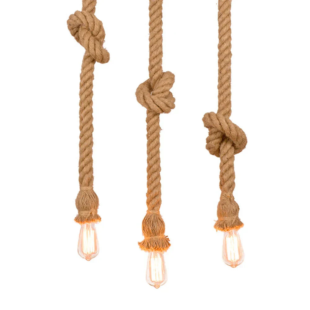 Hemp Rope Pendant Light Double Rope Industrial Loft