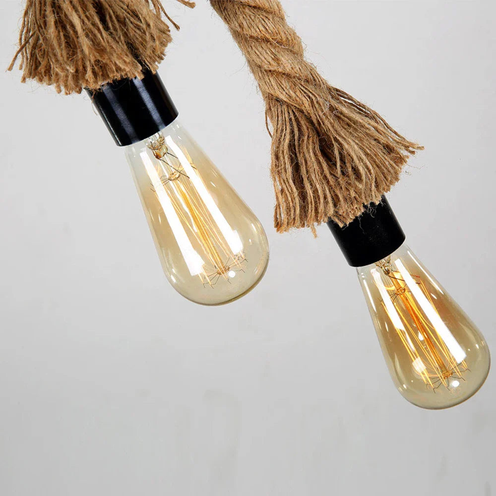 Hemp Rope Pendant Light Double Rope Industrial Loft