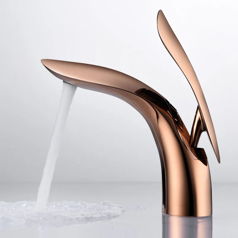 DecorBites™ Gold Brass Basin Faucet | Single Handle Mixer Tap for Bathroom Sink