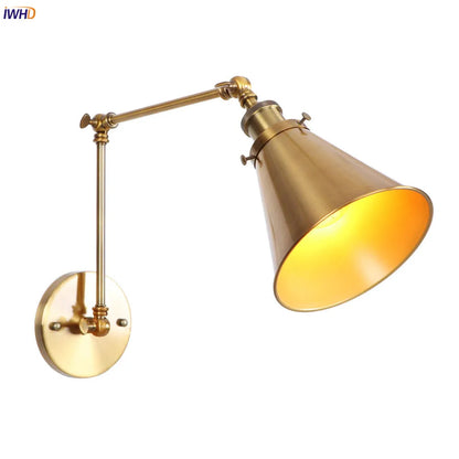DecorBites™ Gold LED Swing Arm Wall Lamp Industrial Decor Vintage Beside Stair Loft
