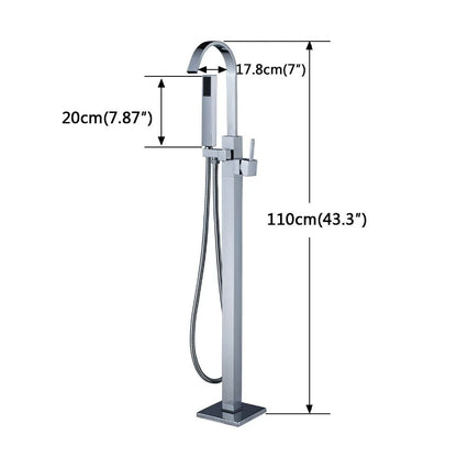 DecorBites™ Freestanding Tub Faucet with Handshower: Brushed Nickel Floor Mounted Mixer Tap
