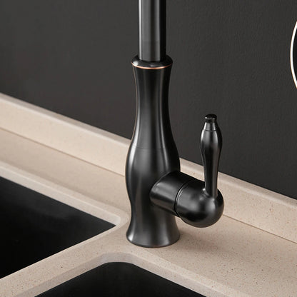 Black & Gold Pull Out Kitchen Faucet – Brass Kitchen Mixer Tap