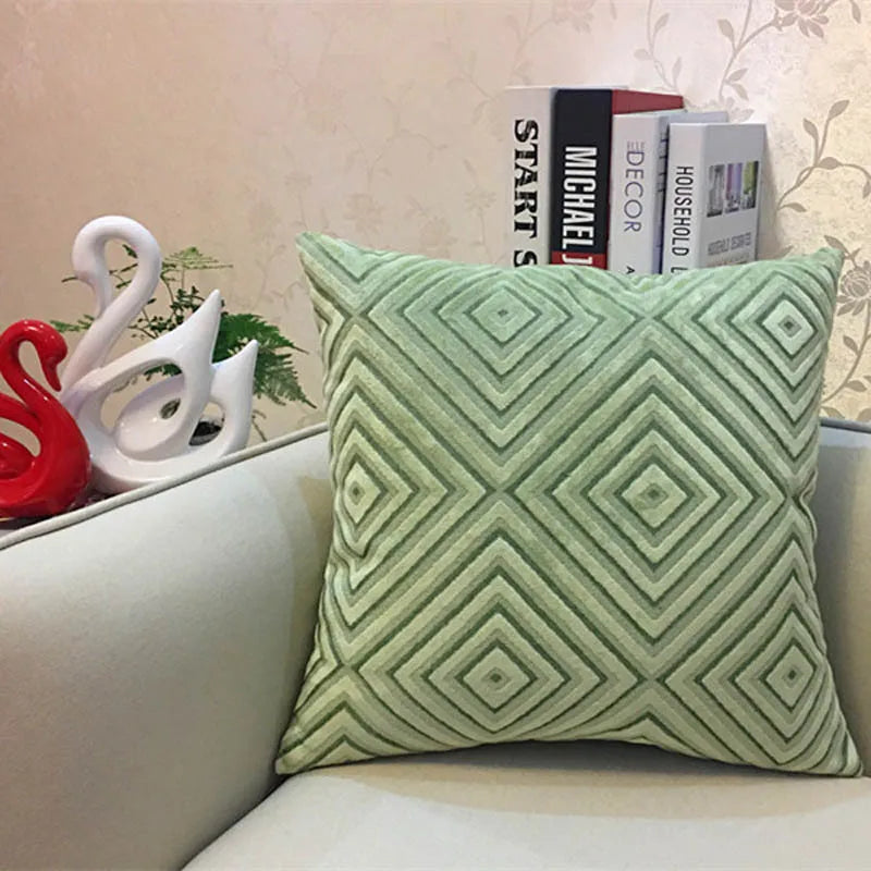 DecorBites™ Geometric Chenille Flocking Cushion Cover in Grey Yellow Purple Red, 45x45cm/30x50cm