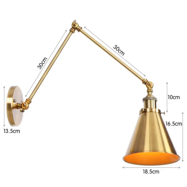 DecorBites™ Iron Loft Retro Wall Lamp Sconce Indoor LED Industrial Black Brass