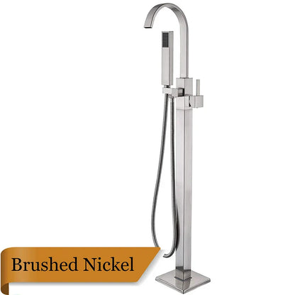 DecorBites™ Freestanding Tub Faucet with Handshower: Brushed Nickel Floor Mounted Mixer Tap