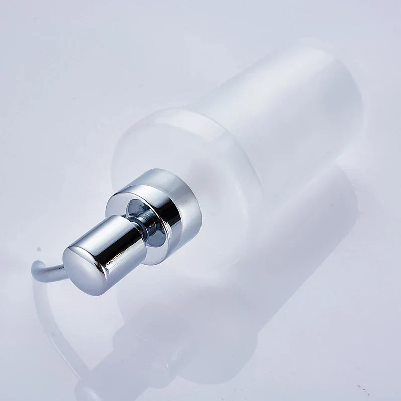 DecorBites™ Frosted Glass Liquid Soap Dispenser with Brass Head - 200ml