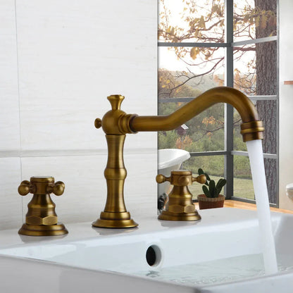 DecorBites™ Dual Handle Basin Faucet in Chrome Solid Brass with Antique Black Finish