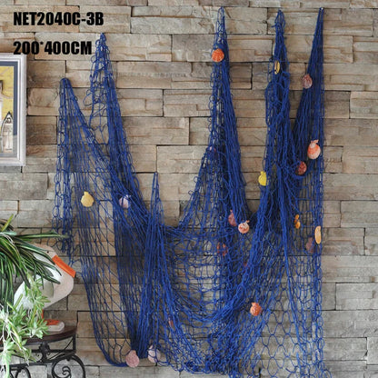 DecorBites™ Decorative Fishing Net Wall Hanging - Mediterranean Style Nautical Home Decor