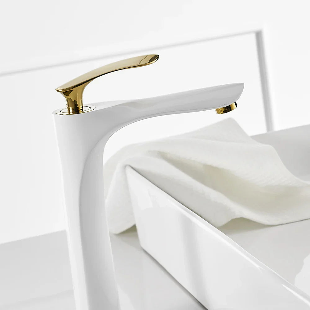 DecorBites™ Gold Chrome Finish Brass Basin Faucet Hot Cold Water Mixer