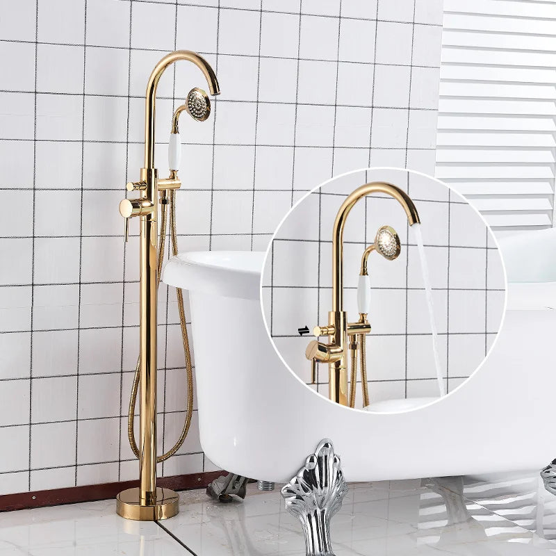 DecorBites™ Gold Tub Sink Faucet with Handshower